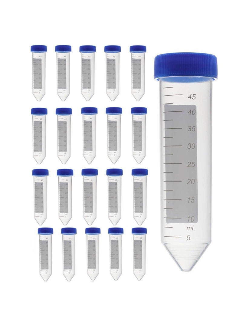 أنابيب طرد مركزي مخروطية 50 مل، أنابيب اختبار بلاستيك 20 قطعة مع أغطية لولبية مع تخرج مطبوع وبقعة للكتابة. - Image 1