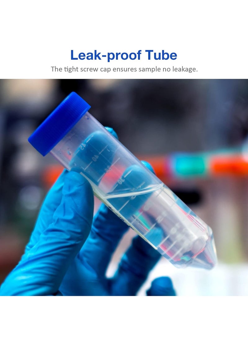 أنابيب طرد مركزي مخروطية 50 مل، أنابيب اختبار بلاستيك 20 قطعة مع أغطية لولبية مع تخرج مطبوع وبقعة للكتابة. - Image 4