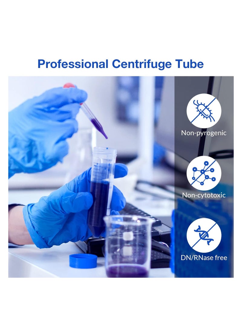 أنابيب طرد مركزي مخروطية 50 مل، أنابيب اختبار بلاستيك 20 قطعة مع أغطية لولبية مع تخرج مطبوع وبقعة للكتابة. - Image 5