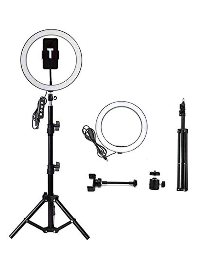 12-Inch LED Selfie Ring Light with Adjustable Tripod Stand & Phone Holder – 3 Light Modes and 10 Brightness Levels for Live Streaming and Makeup - Image 1