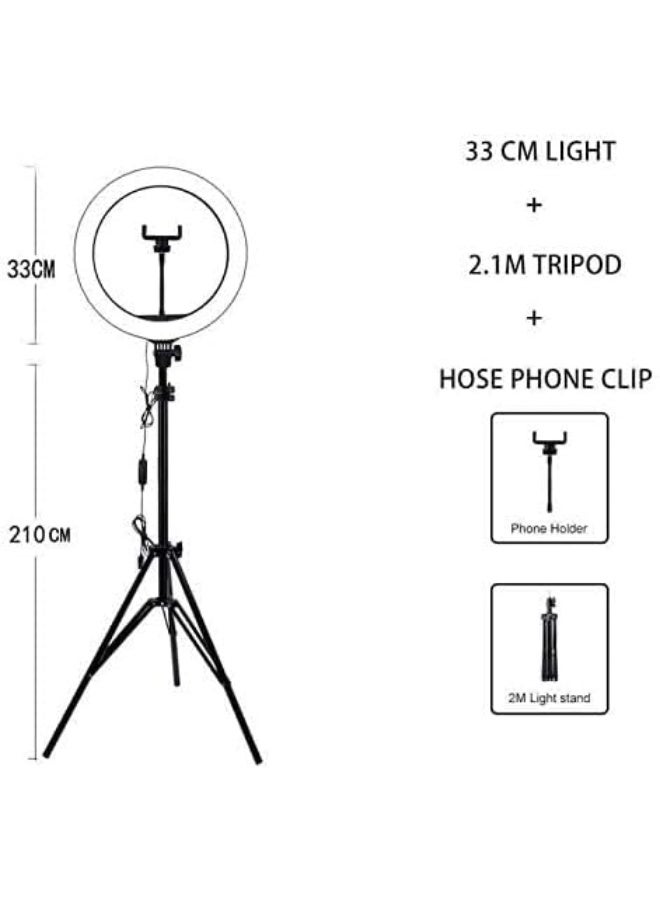 12-Inch LED Selfie Ring Light with Adjustable Tripod Stand & Phone Holder – 3 Light Modes and 10 Brightness Levels for Live Streaming and Makeup - Image 2