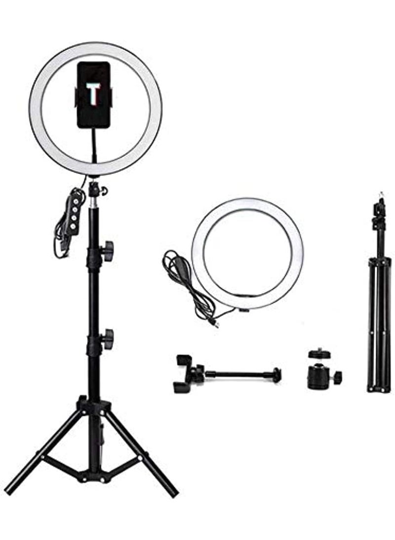 12-Inch LED Selfie Ring Light with Adjustable Tripod Stand & Phone Holder – 3 Light Modes and 10 Brightness Levels for Live Streaming and Makeup - Image 3