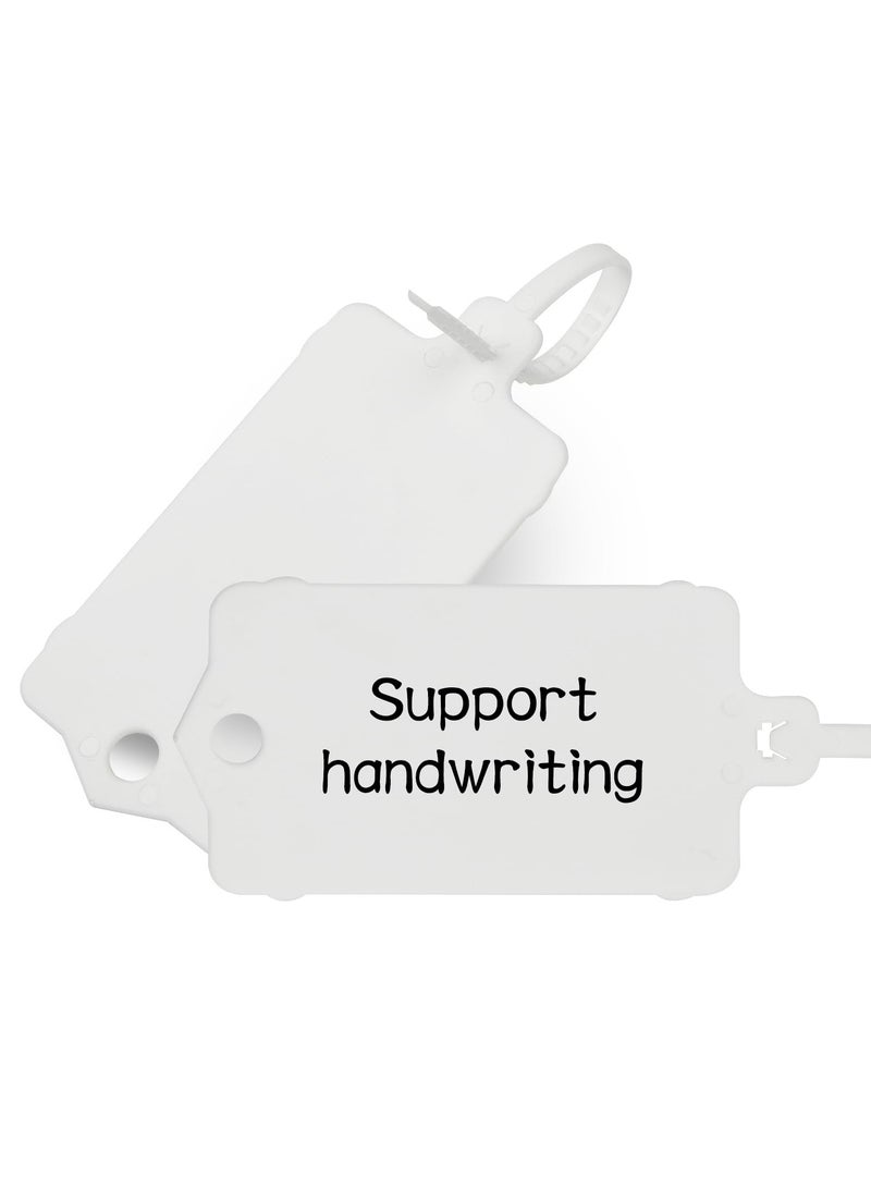 Excefore Plastic Shipping Tags, 100 Pcs Blank Plastic Tags for Labeling, Self Locking Seal Tags, Waterproof Mark Label Writable Hang Sign, Zip Tie Label Hang Tags for Logistics Use Luggage Labeling (White)  - Image 2