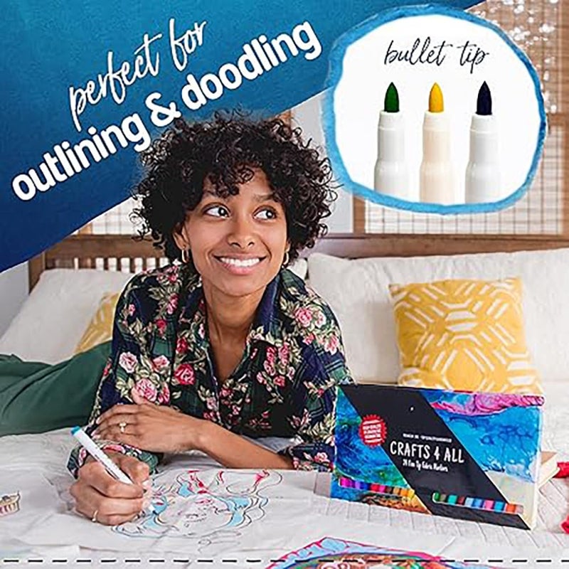 Crafts 4 ALL Crafts 4 ALL Premium Graffiti Fine Tip, Minimal Bleed, Child Safe and Non-toxic Permanent Color Art Fabric Markers Pens - Set of 24 - Image 3