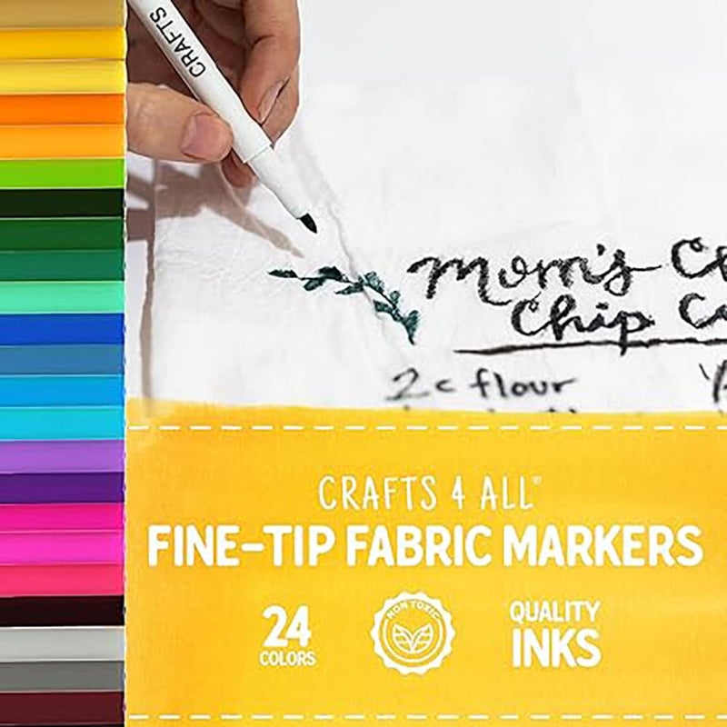 Crafts 4 ALL Crafts 4 ALL Premium Graffiti Fine Tip, Minimal Bleed, Child Safe and Non-toxic Permanent Color Art Fabric Markers Pens - Set of 24 - Image 2