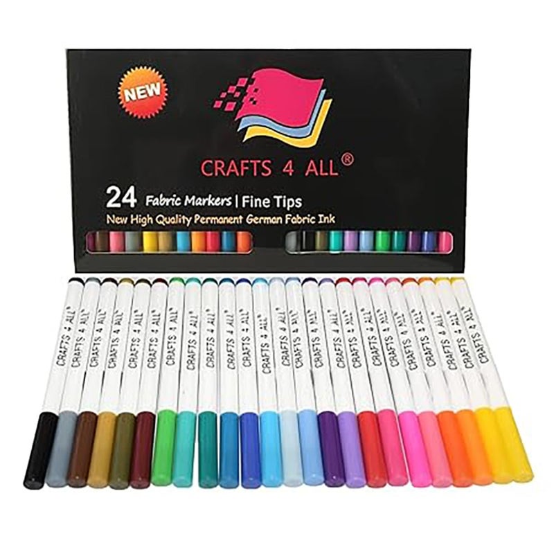 Crafts 4 ALL Crafts 4 ALL Premium Graffiti Fine Tip, Minimal Bleed, Child Safe and Non-toxic Permanent Color Art Fabric Markers Pens - Set of 24 - Image 1