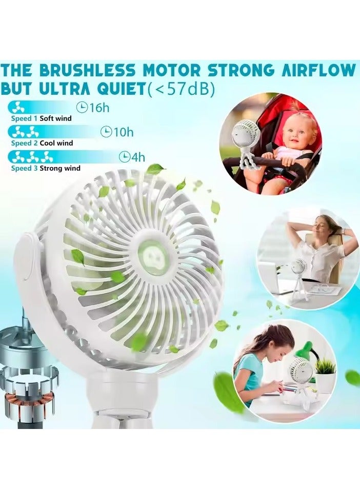 Mini USB Baby Stroller Fan, HOME Portable Mini Handheld Stroller Fan,Personal Portable Car Seat Baby Fan with Flexible Tripod,USB or Battery Powered Desk Fan with Adjustable 3 Speeds - Image 3