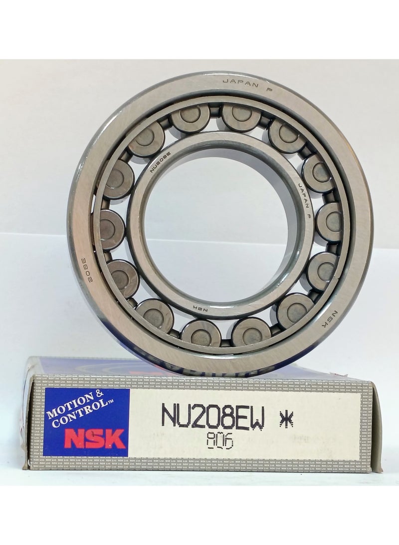 NSK رمان بلي أصلي  بكرات أسطوانية NSK NU 208 EW - سلسلة 200 نوع عائم - سعة تحميل عالية - مقاس 40x80x18 ملم - أصلي صنع في اليابان - Image 1
