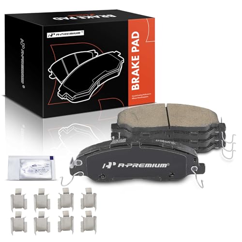 A-Premium Front Ceramic Disc Brake Pads Set Compatible with Ford Mustang 2011 2012 2013 2014, 3.7L 5.0L, 4 Pcs - Image 1