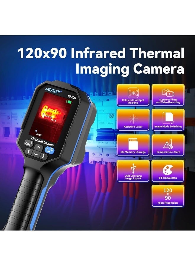 NOYAFA NF-524 Thermal Imaging Camera,120x90 IR Resolution Thermal Imager,Thermal Imager with Laser Pointer,2.8" LCD Screen,Handheld Infrared Camera,-4°F~752°F Range,25 Hz Refresh Rate Thermal Camera - Image 3