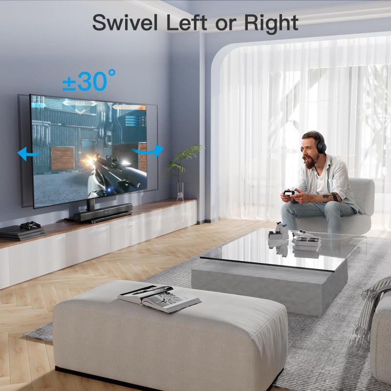 PERLESMITH Universal Swivel TV Stand Legs for 24-60 inch LCD LED TVs, Height Adjustable Television Mount Stand with Tempered Glass Base, Universal VESA Mount 400Ã—400mm, Holds up to 88lbs, PSTVS09 - Image 5