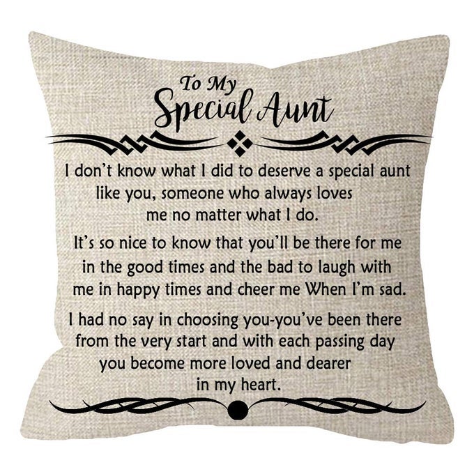 Special Aunt Gift from Niece Nephew Mothers Day Birthday Blessed Cotton Linen Throw Pillow Case Cushion Cover Couch Sofa Home Decorative Sofa Couch Square 18x18 Inches Ivory