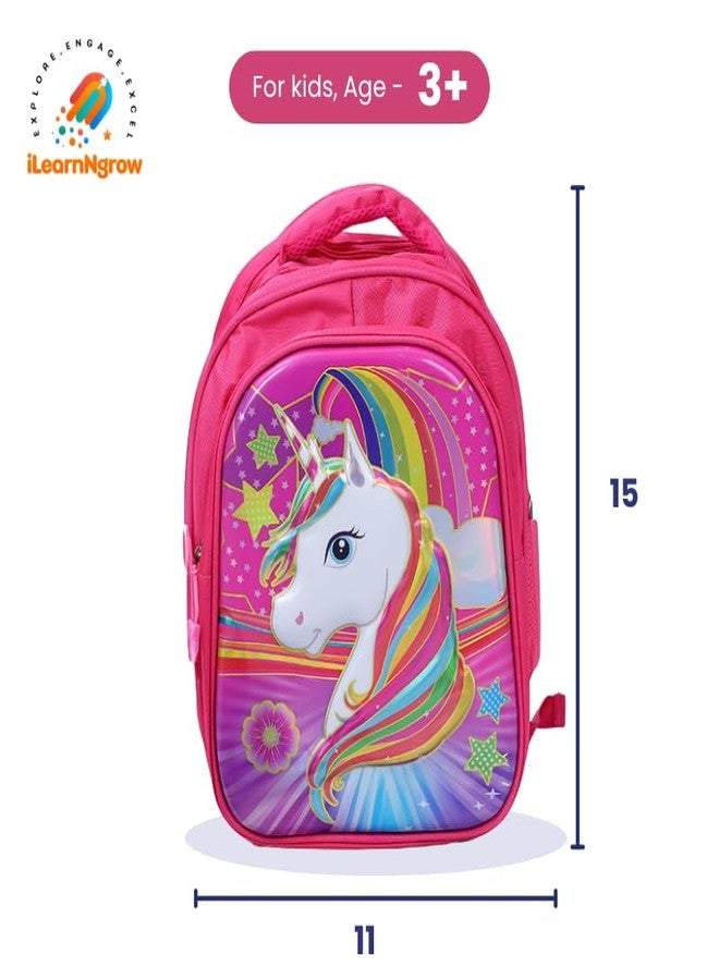 ILEARNNGROW Kids Shoulder Bag for Girls & Boys | Lightweight Sling Bag for School, Travel & Picnic | Cute Cartoon Design | Adjustable Strap | Durable & Spacious (Unicorn Pink) - Image 2