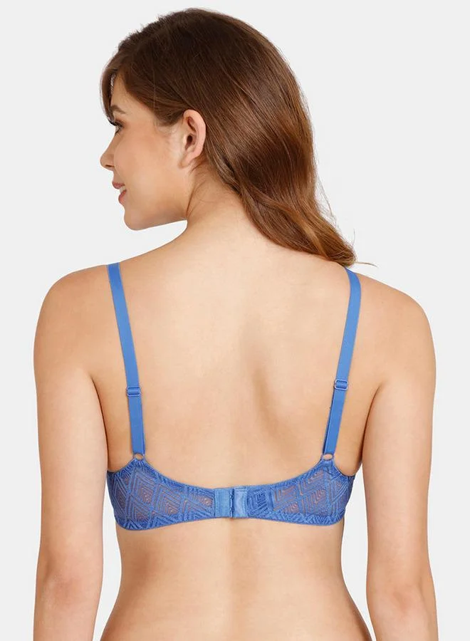 zivame Zivame Textured Padded Bra with Lace Detail and Adjustable Strap