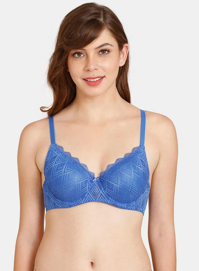 zivame Zivame Textured Padded Bra with Lace Detail and Adjustable Strap
