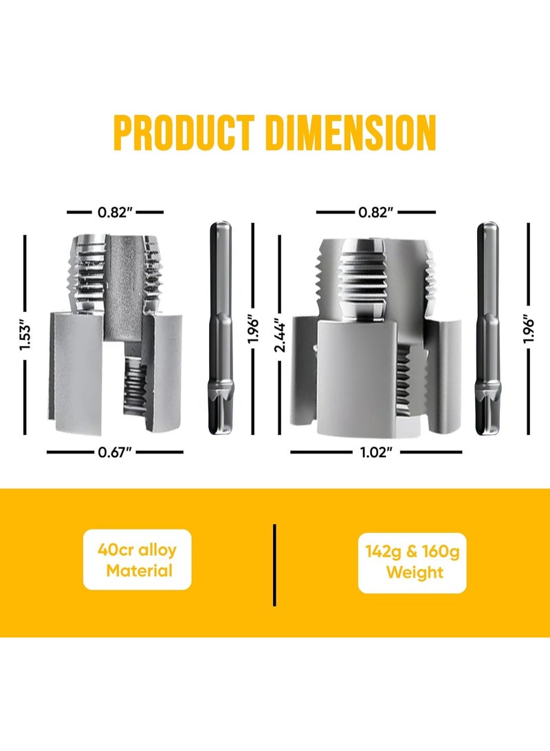 2PCS Integrated Internal & External Pipe Threading Tool with 1/2'' & 3/4'' Dies, Electric Drill Compatible 2 in 1 Pvc Pipe Threader Kit, Dual-Function Pipe Thread Cutting Tool - Image 2