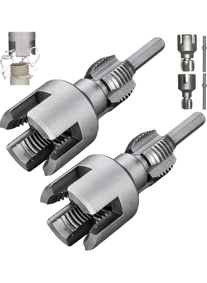 2PCS Integrated Internal & External Pipe Threading Tool with 1/2'' & 3/4'' Dies, Electric Drill Compatible 2 in 1 Pvc Pipe Threader Kit, Dual-Function Pipe Thread Cutting Tool - Image 1