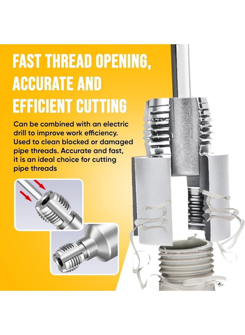 2PCS Integrated Internal & External Pipe Threading Tool with 1/2'' & 3/4'' Dies, Electric Drill Compatible 2 in 1 Pvc Pipe Threader Kit, Dual-Function Pipe Thread Cutting Tool - Image 3