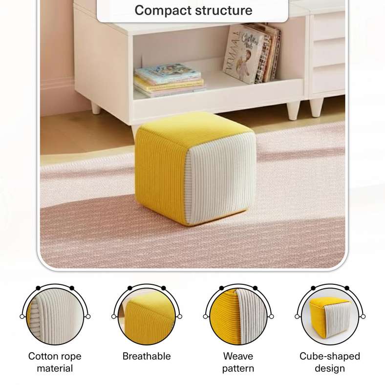 Pan Home Trudo Pouf Yellow 31x31x31cm for Kids - Image 5