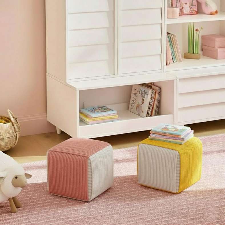 Pan Home Trudo Pouf Yellow 31x31x31cm for Kids - Image 3