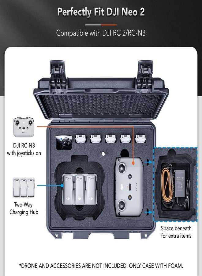 ليكوس جراب Lykus Titan N220 الصلب المقاوم للماء لطائرة DJI Neo 2 ووحدة التحكم RC2/RC-N3/N2، يدعم حتى 9 بطاريات [الجراب فقط] - Image 3