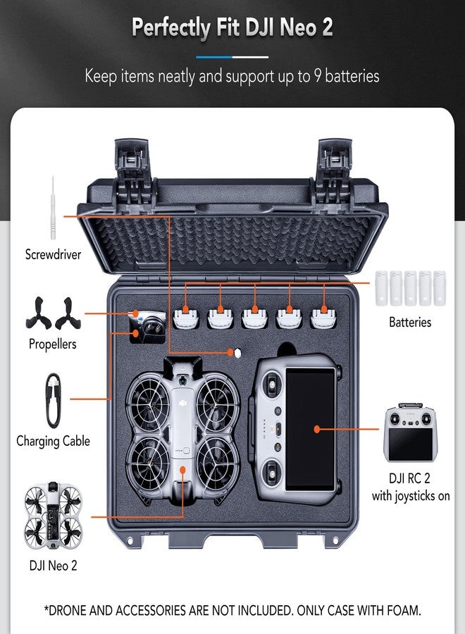 ليكوس جراب Lykus Titan N220 الصلب المقاوم للماء لطائرة DJI Neo 2 ووحدة التحكم RC2/RC-N3/N2، يدعم حتى 9 بطاريات [الجراب فقط] - Image 2