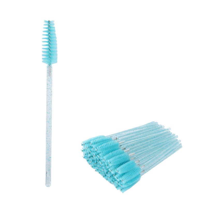 Disposable Eyelash Brushes Light Blue Small And Portable Portable Mascara Wands - Wide Application Brow Brush for Professional Beauty Salons Home Travel Natural Brow Grooming - Image 1