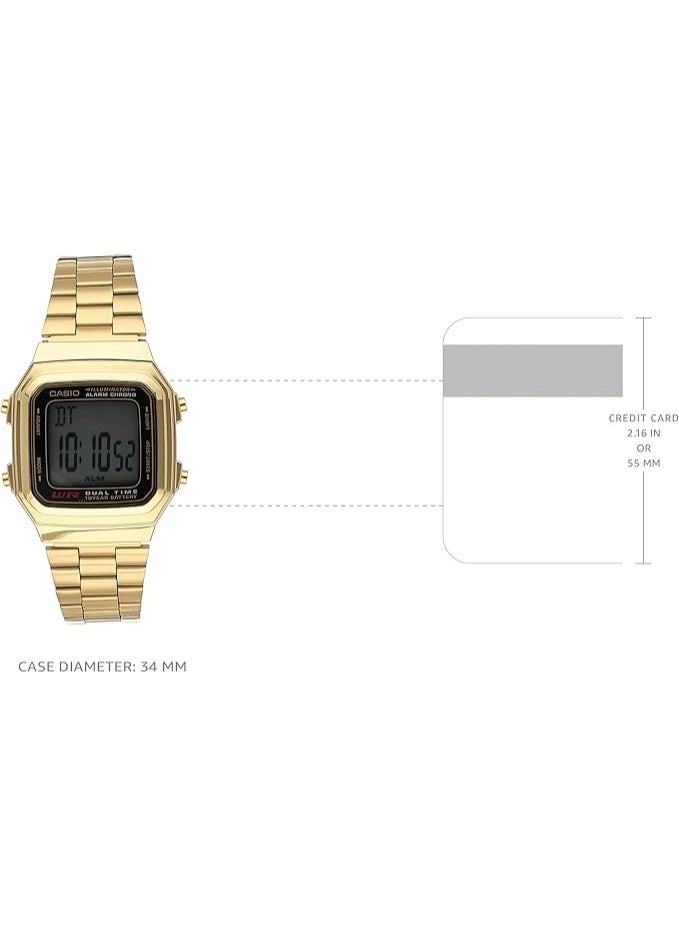 Casio Vintage Unisex Quartz Stainless Steel Digital Watch A178WGA-1ADF - Image 3