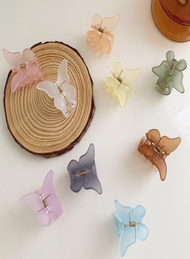 HOME13™ Matte Hair Claw Clips Non-slip Hair Jaw Clips Strong Hold And Minimal Fashion Style Claw Clips for Women Girls Thick Thin Hairs (8 Pcs, Matte Butterfly Frosted Claw) - Image 1