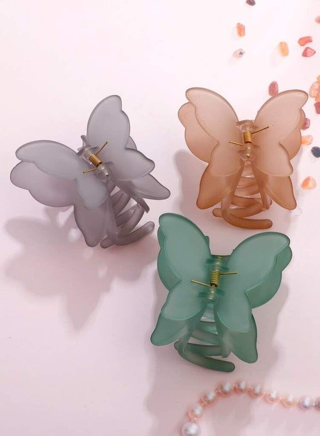 HOME13™ Matte Hair Claw Clips Non-slip Hair Jaw Clips Strong Hold And Minimal Fashion Style Claw Clips for Women Girls Thick Thin Hairs (8 Pcs, Matte Butterfly Frosted Claw) - Image 4