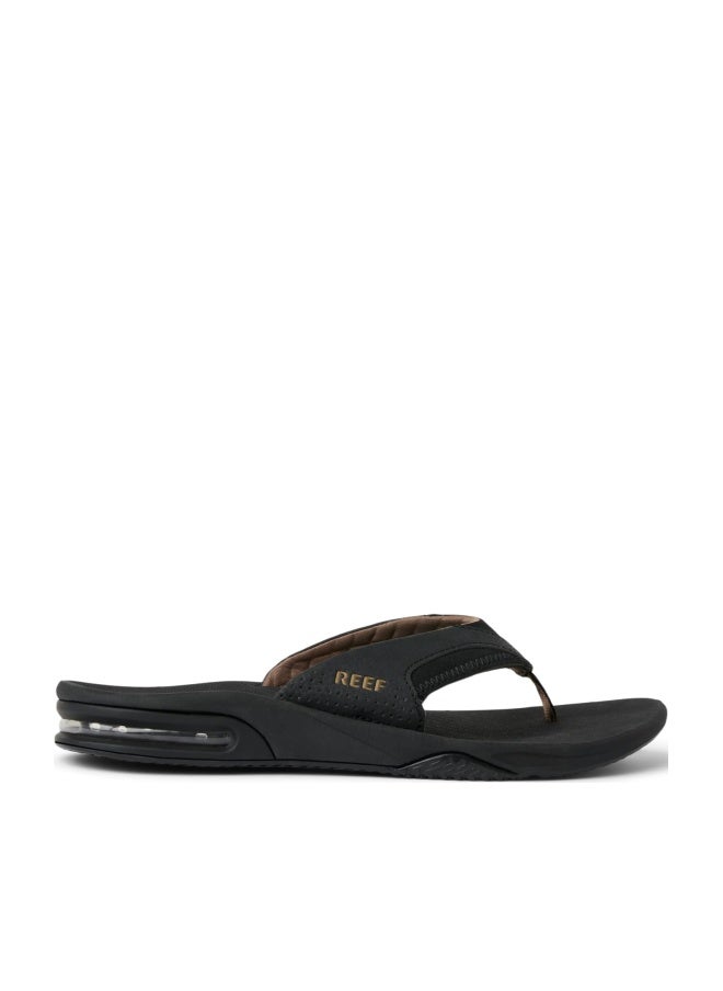 REEF Fanning Mens Bottle Opener Flip Flop, Arch Support, Durable Outsole, Water Friendly, Black/Brown, 12 - Image 1