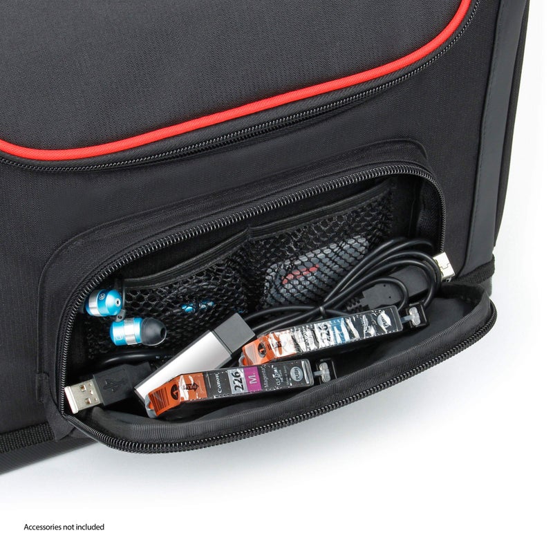 USA Gear Portable Photo Printer Case - Messenger Bag with Padding Dividers Compatible with Canon Selphy CP1500, Selphy Cp1300, Kodak Step Wireless, Canon Ivy 2, and More Mini Photo Printers - Red - Image 4