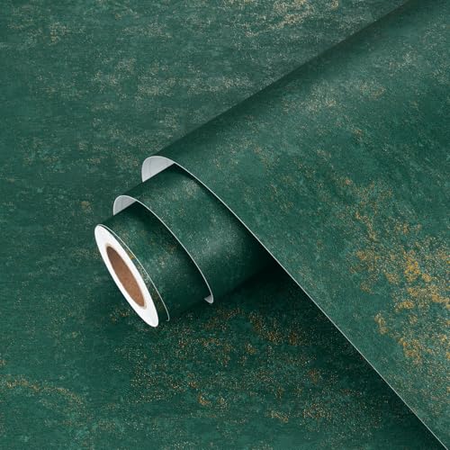 Wallercity Emerald Green Marble Peel and Stick Countertops Contact Paper Textured Gold Marble Wallpaper for Kitchen Bathroom Waterproof Removable Granite Wall Paper for Shelf Liner Tables 158x236 in - Image 1