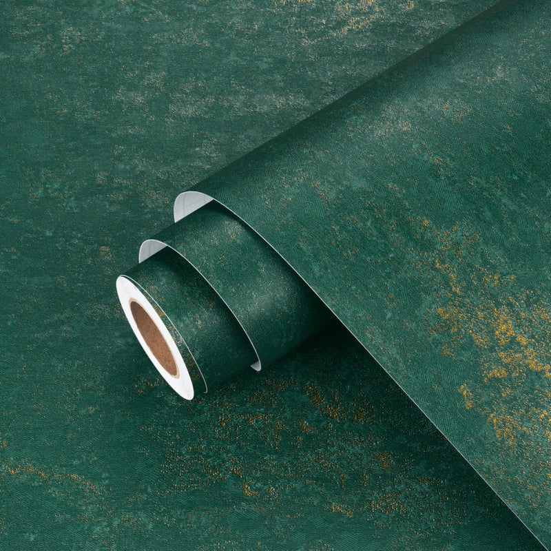 Wallercity Emerald Green Marble Peel and Stick Countertops Contact Paper Textured Gold Marble Wallpaper for Kitchen Bathroom Waterproof Removable Granite Wall Paper for Shelf Liner Tables 158x236 in - Image 2