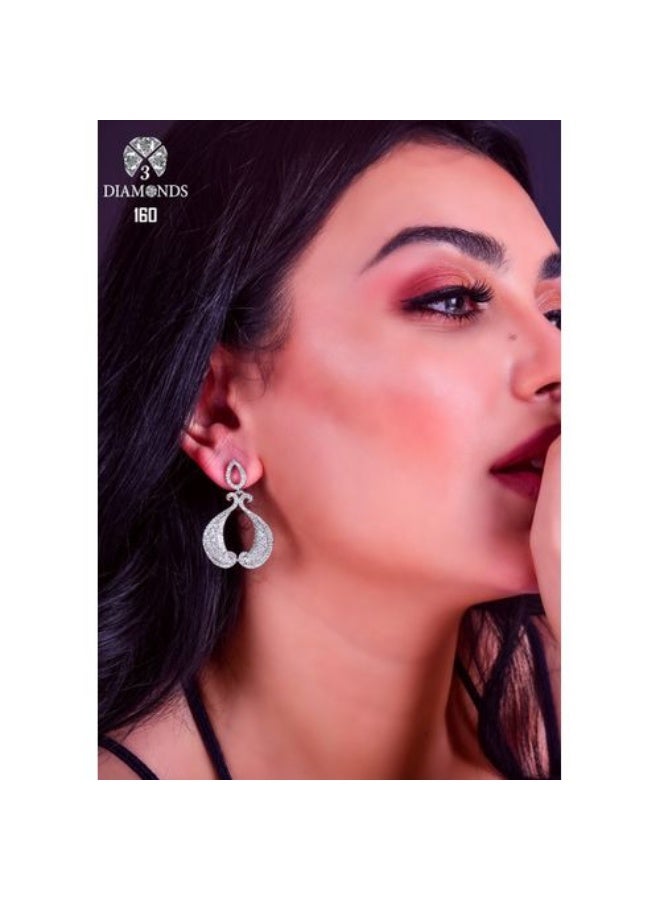 حلق دمعة مطلي بلاتين وروديوم بزركون