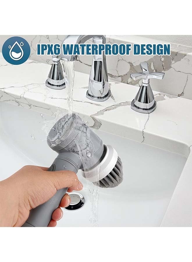 HaHaHai Electric Rotary Scrubber - Bathroom Power Scrubber, Rechargeable Electric Rotary Scrubber, Portable Handheld Cleaning Brush with 6 Replaceable Brush Heads for Cleaning Tubs, Bathrooms, Floors, Tiles, Glass, Bottles, Sinks, Kitchens. - Image 2