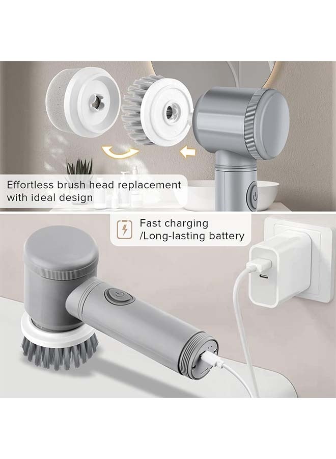 HaHaHai Electric Rotary Scrubber - Bathroom Power Scrubber, Rechargeable Electric Rotary Scrubber, Portable Handheld Cleaning Brush with 6 Replaceable Brush Heads for Cleaning Tubs, Bathrooms, Floors, Tiles, Glass, Bottles, Sinks, Kitchens. - Image 5