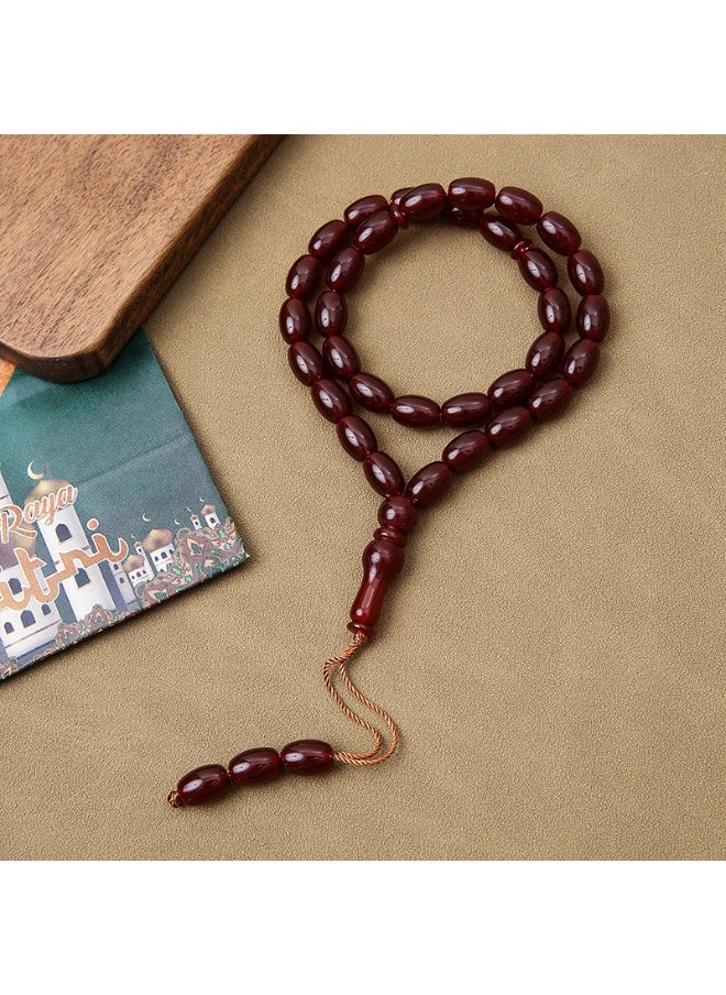 NIBEMINENT 33 Muslim Prayer Beads Wine Red/13mm 
