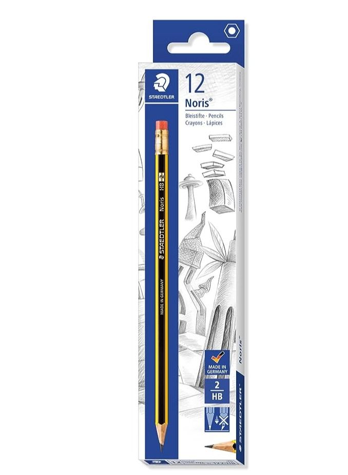 STAEDTLER 12 قطعة قلم رصاص نوريس مع ممحاة أسود/أصفر - Image 1