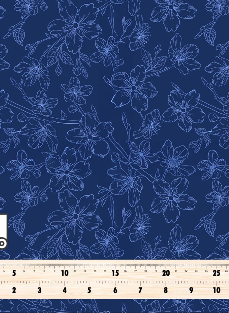 فيلاتو Ù‚Ù…Ø§Ø´ Ø­Ø±ÙŠØ± Ø§Ù„Ù„ÙŠÙ„ Ø¹Ø±Ø§Ù…Ù†ÙŠ Ø¨Ø§Ù„ÙŠØ§Ø±Ø¯Ø©ØŒ ØªØµÙ…ÙŠÙ… Ø²Ù‡ÙˆØ± Ø£Ø²Ø±Ù‚ Ø¯Ø§ÙƒÙ† Ù„Ø¬Ù„Ø§Ø¨ÙŠØ© Ù…Ø®ÙˆÙŠØ±ØŒ Ø¹Ø±Ø¶ 58 Ø¨ÙˆØµØ© - Image 4