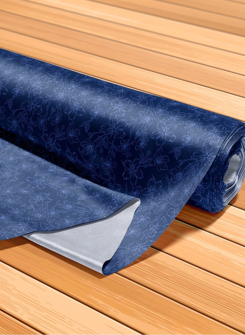 فيلاتو Ù‚Ù…Ø§Ø´ Ø­Ø±ÙŠØ± Ø§Ù„Ù„ÙŠÙ„ Ø¹Ø±Ø§Ù…Ù†ÙŠ Ø¨Ø§Ù„ÙŠØ§Ø±Ø¯Ø©ØŒ ØªØµÙ…ÙŠÙ… Ø²Ù‡ÙˆØ± Ø£Ø²Ø±Ù‚ Ø¯Ø§ÙƒÙ† Ù„Ø¬Ù„Ø§Ø¨ÙŠØ© Ù…Ø®ÙˆÙŠØ±ØŒ Ø¹Ø±Ø¶ 58 Ø¨ÙˆØµØ© - Image 5