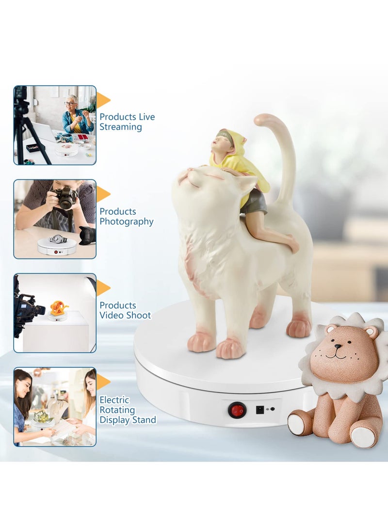 Excefore Rotating Display Stand 30cm Chargable Motorized Display Turntable 100KG Load Ultra-Quiet 360° Electric Rotating Platform Speed Angle and Direction Adjustable for Display Jewelry and Model (White) - Image 5