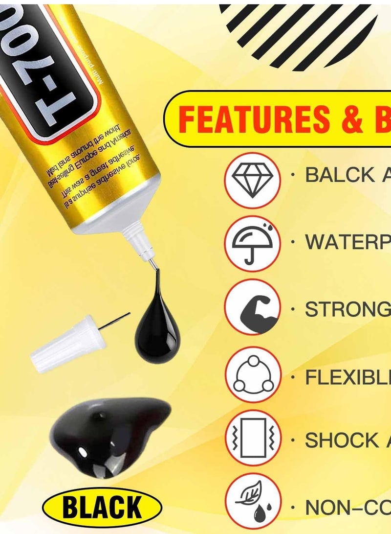 Captaintech 2pcs T-7000 Black Adhesive Glue All-Purpose 110ml High-Performance Waterproof for Precision Repairs, Super Strong Instant Gel Perfect for Phone Electronics Jewelry and Crafts - Image 2