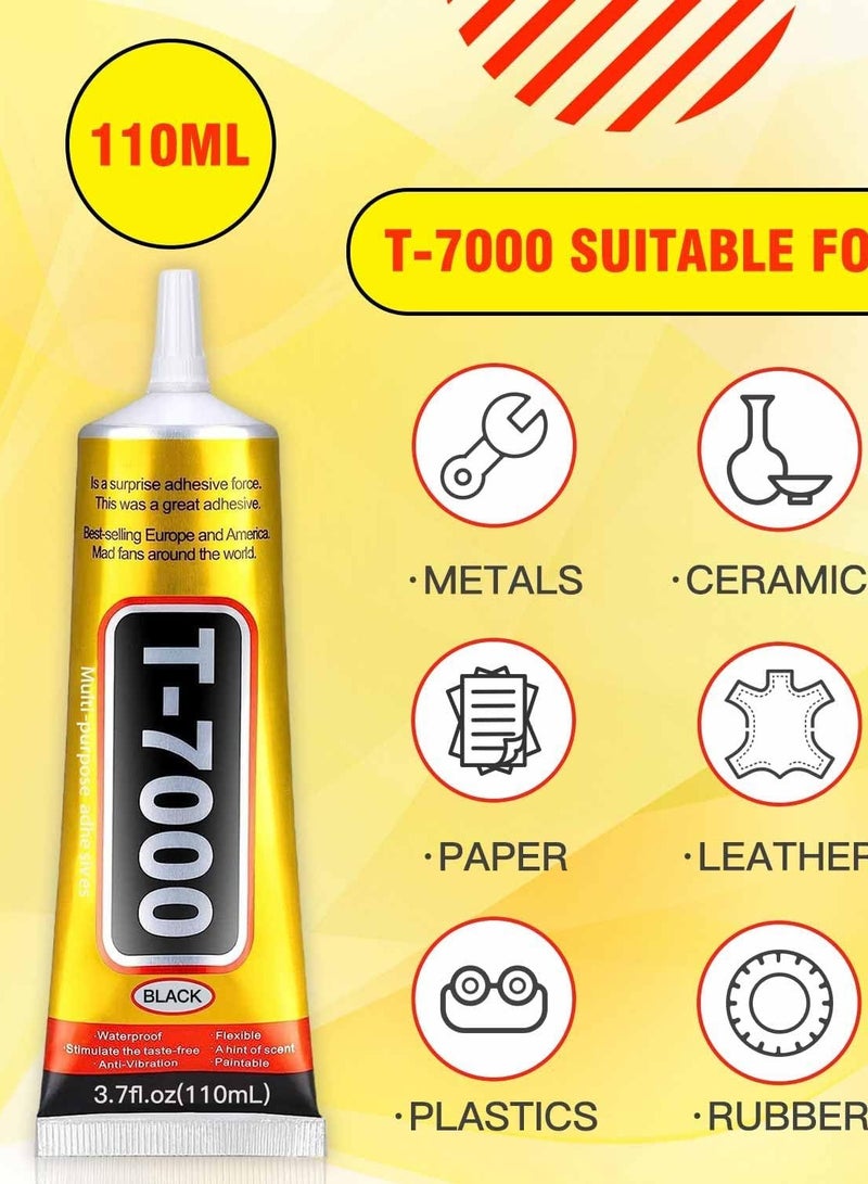 Captaintech 2pcs T-7000 Black Adhesive Glue All-Purpose 110ml High-Performance Waterproof for Precision Repairs, Super Strong Instant Gel Perfect for Phone Electronics Jewelry and Crafts - Image 3