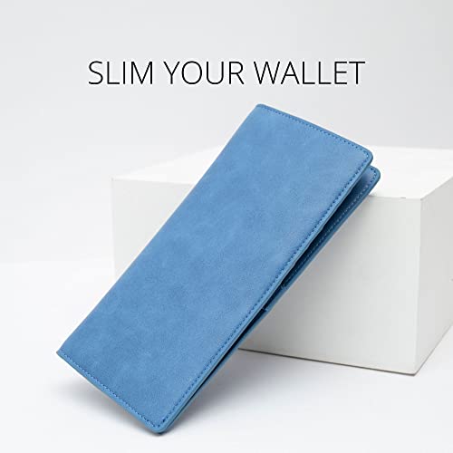 Alldaily Ultra Slim Thin Women Wallet RFID Blocking Credit Card Holder Bifold Long Ladies Billfold (Blue) - Image 2