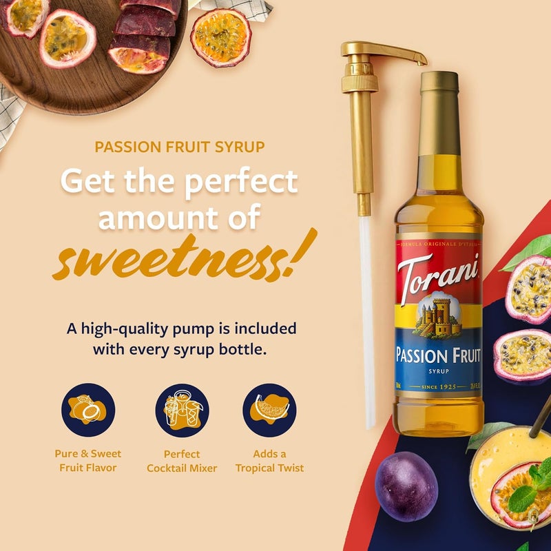 Torani Passion Fruit Syrup with Pump - Flavoring for Iced Tea, Lemonade, Sodas, and Cocktails - 25.4 Oz - Image 3