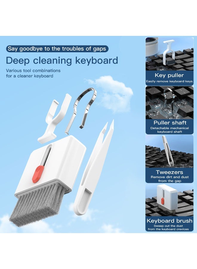 This 32-in-1 multi-functional cleaning kit is suitable for electronic products such as headphones, mobile phones, computers, monitors, and lenses. It features a compact and portable design and is available in white. - Image 5