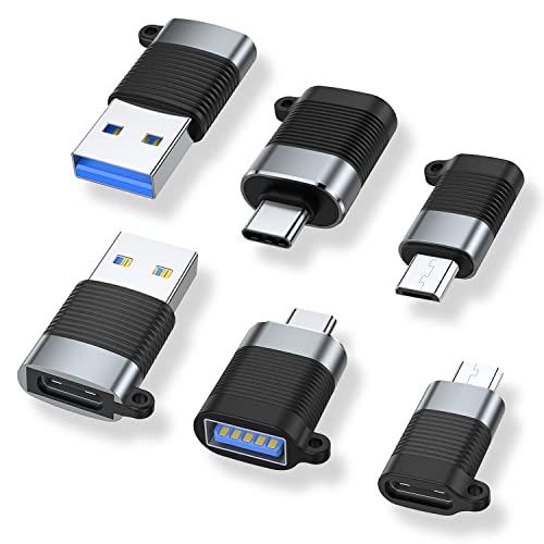 AreMe USB C Adapter (6 Pack), Micro USB Male to USB C Female, USB 3.0 Male to USB C Female, USB Type-C Male to USB 3.0 Female Converter Connector - Image 1