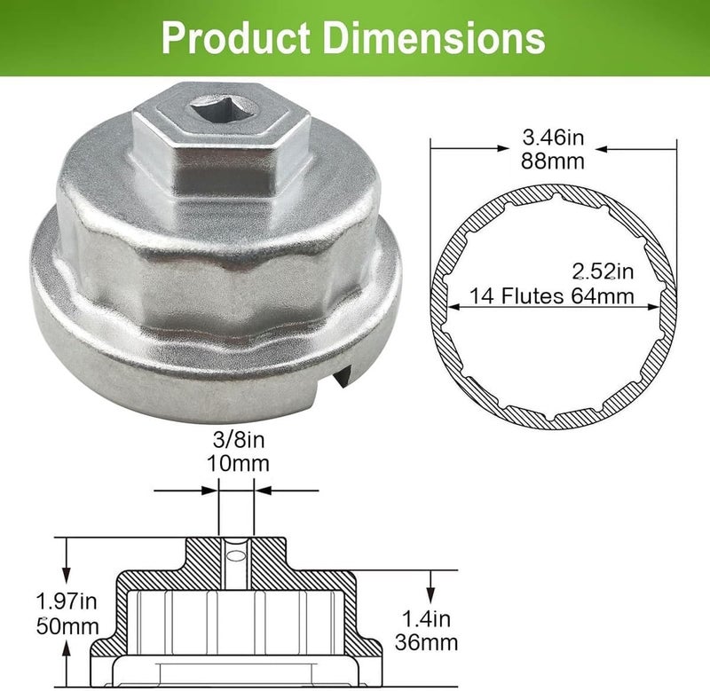 Shonee 64mm 14 Flute Oil Filter Wrench for Toyota and Lexus Vehicles - Image 5