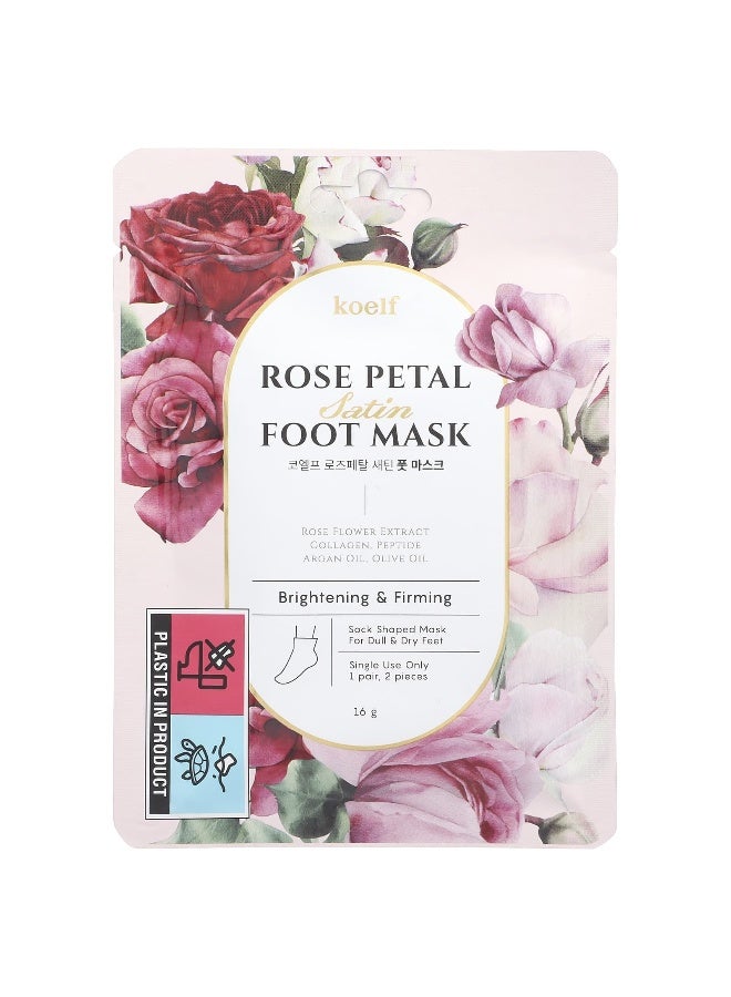 Koelf, Rose Petal Satin Foot Mask, 1 Pair, 16 g - Image 1